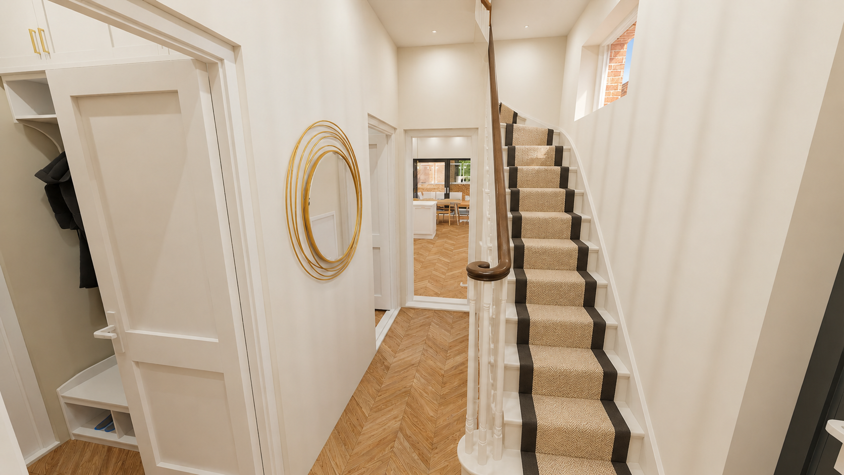 Hallway and staircase with natural flow