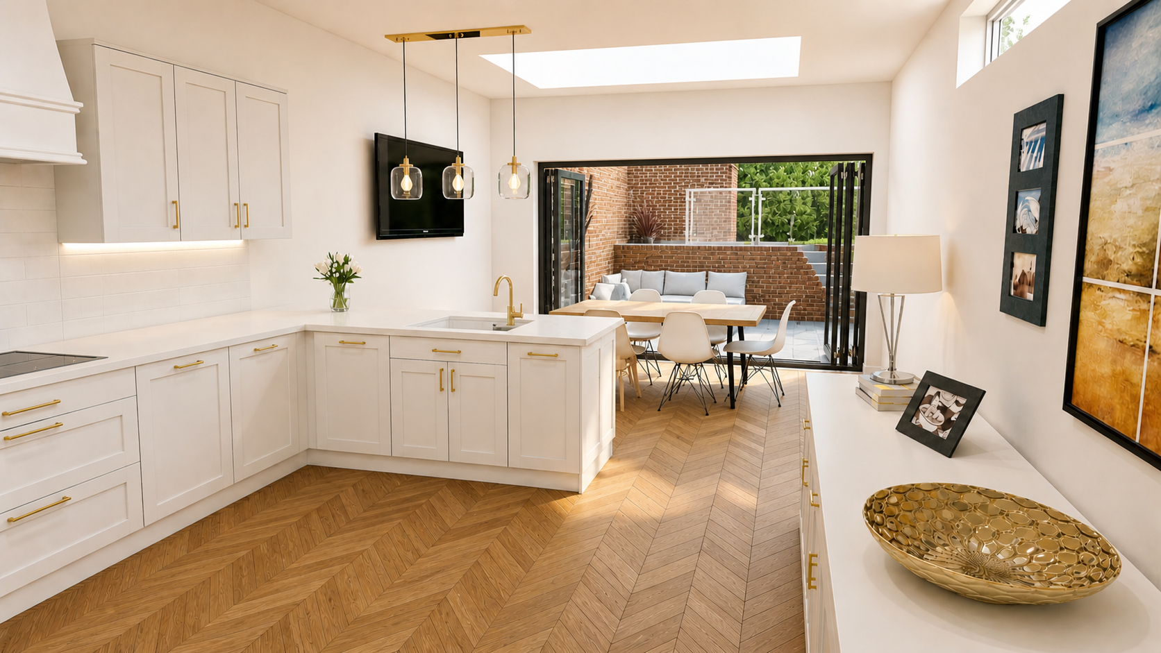Open kitchen and dining space designed for function