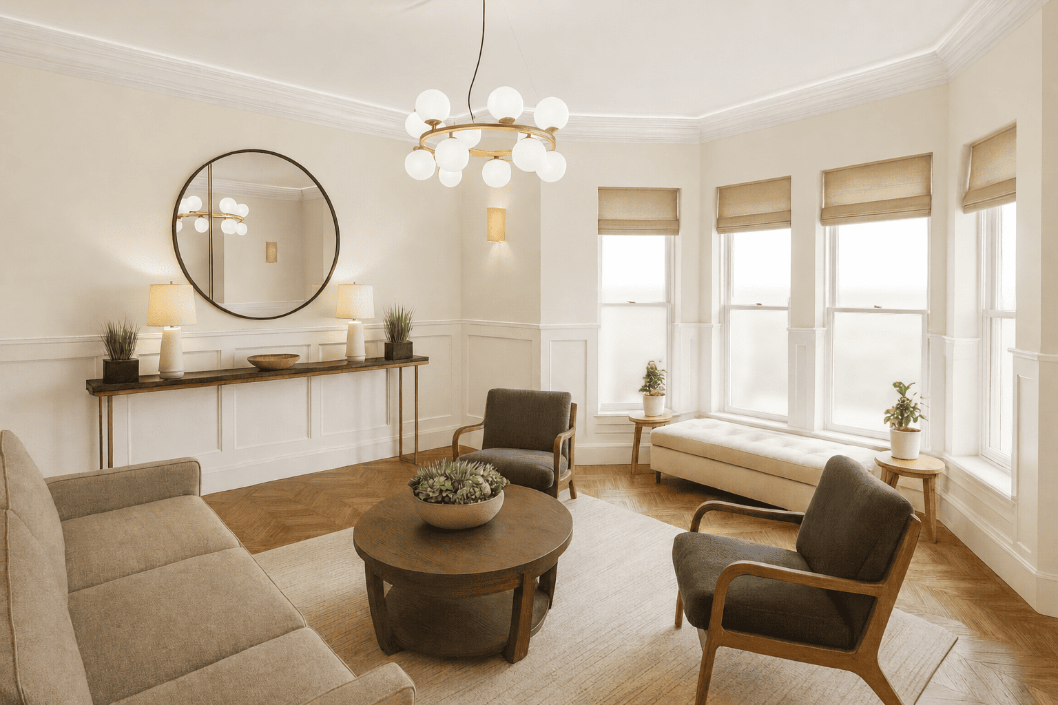 Living room of a finished FFOUR home
